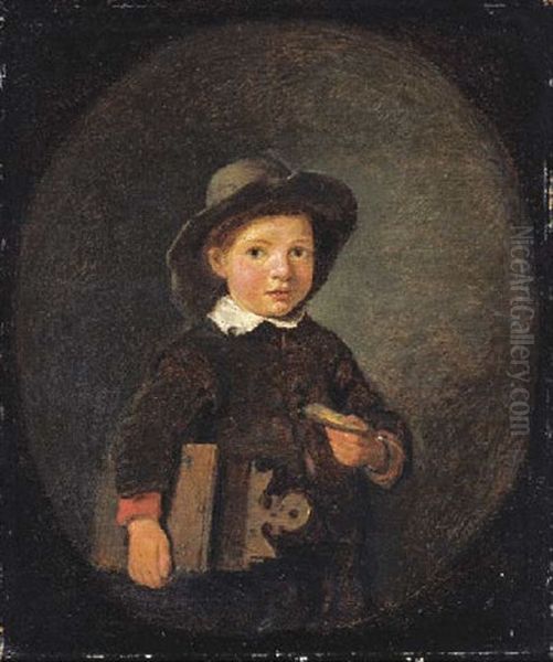 Portrait Of A Boy, Holding A Slice Of Bread Oil Painting by Quiringh Gerritsz van Brekelenkam