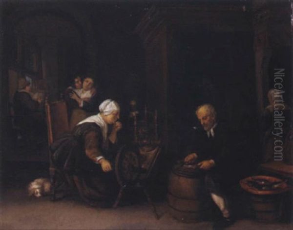 Bauern In Der Stube Oil Painting by Quiringh Gerritsz van Brekelenkam