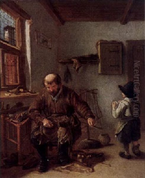 In Der Schusterwerkstatt Oil Painting by Quiringh Gerritsz van Brekelenkam