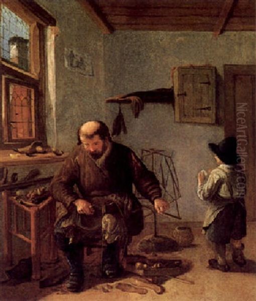 In Der Schusterwerkstatt Oil Painting by Quiringh Gerritsz van Brekelenkam