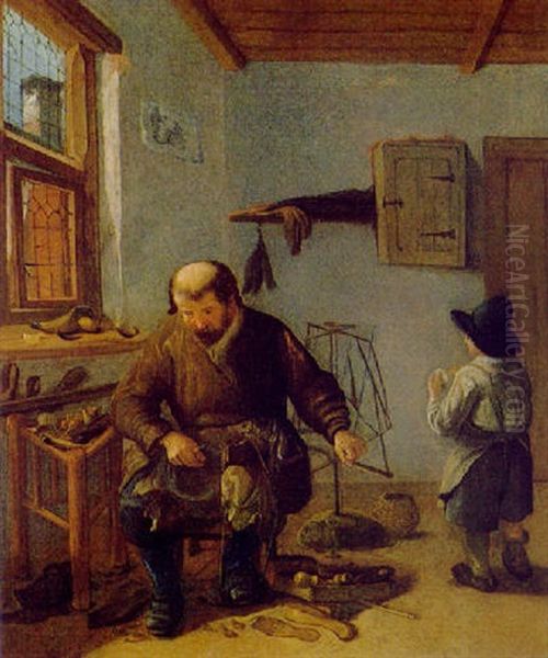 In Der Schusterwerkstatt Oil Painting by Quiringh Gerritsz van Brekelenkam