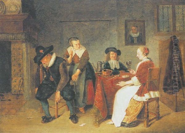 Elegant Figures In An Inn Oil Painting by Quiringh Gerritsz van Brekelenkam