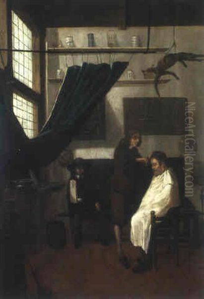 Beim Barbier Oil Painting by Quiringh Gerritsz van Brekelenkam