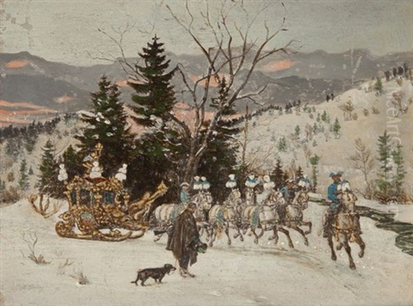 Konigliche Schlittenfahrt Oil Painting by Heinrich Breling