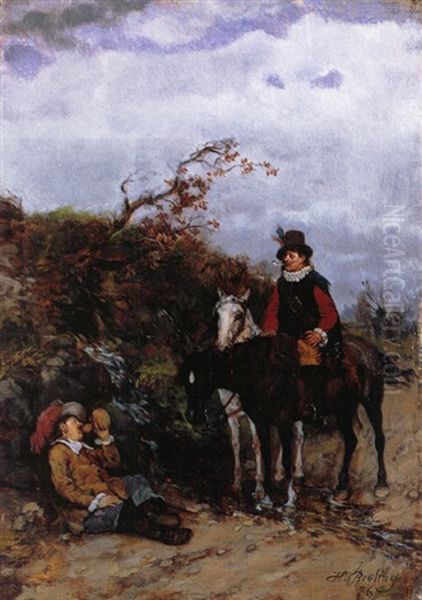 Reiter Bei Der Rast Oil Painting by Heinrich Breling