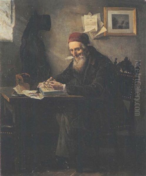 Ein Alter Kaufmann In Seinem Kontor Oil Painting by Heinrich Breling