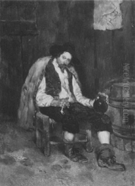 Sitzender Bauer Mit Krug Und Pfeife Oil Painting by Heinrich Breling