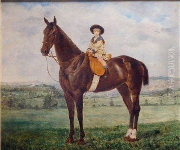 Portrait De Jeune Garcon Dans Un Paysage Oil Painting by Auguste de la Brely