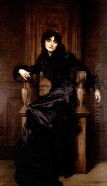 La Dame En Noir Oil Painting by Auguste de la Brely