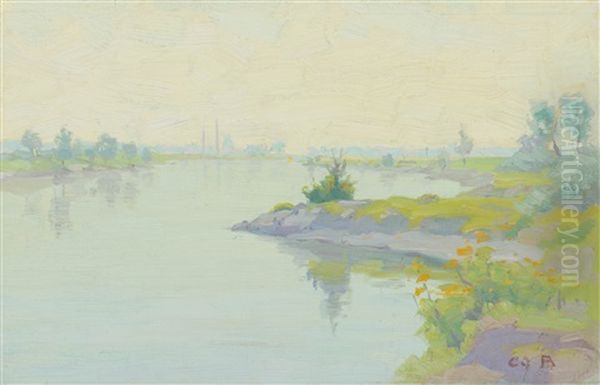 View Of The Ijssel Oil Painting by Co (Jacobus Ahazuerus) Breman