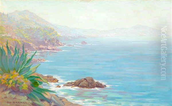 View On Nervi, At The Coast Near Genua, Italy Oil Painting by Co (Jacobus Ahazuerus) Breman