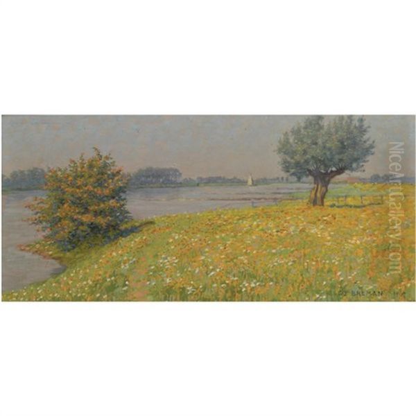 Voorjaar Aan Den Rijn Oil Painting by Co (Jacobus Ahazuerus) Breman