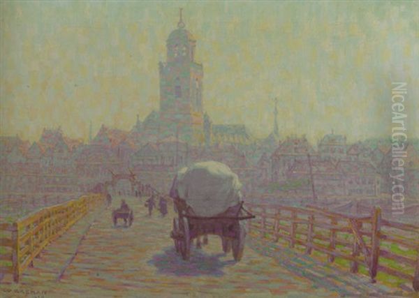 A View Of Deventer Oil Painting by Co (Jacobus Ahazuerus) Breman