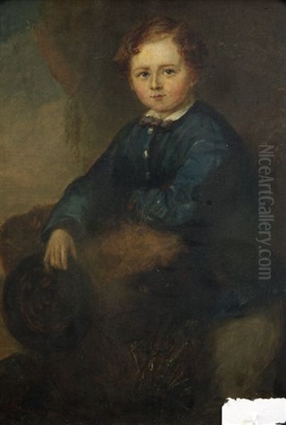 Portait Of A Young Girl (+ Portait Of A Young Boy; Pair) Oil Painting by James Brenan