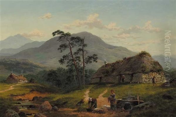 The Path To The Burn, Arden-a-dene, Near Dunoon Oil Painting by James Brenan