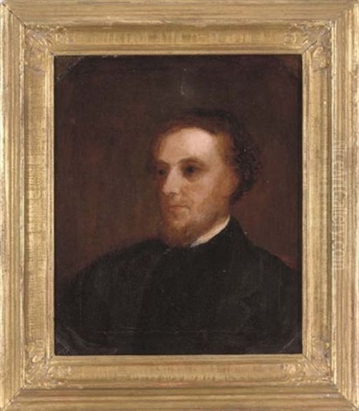 Portrait Of A Pastor, In A Black Coat And Collar Oil Painting by James Butler Brenan