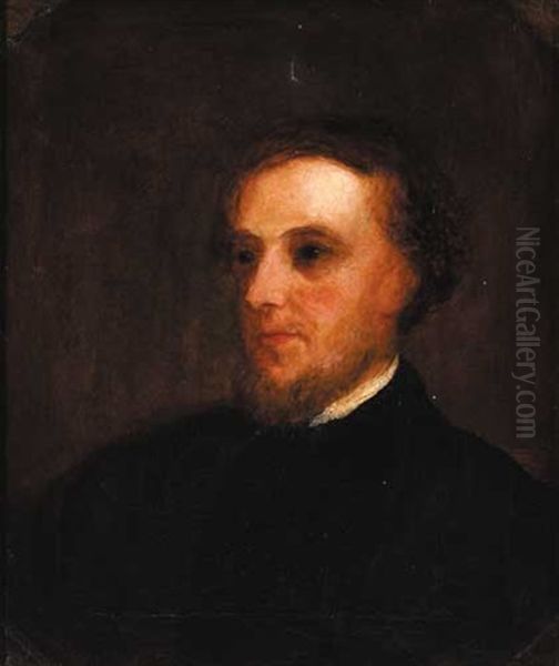 Head Of A Clergyman, Facing Right Oil Painting by James Butler Brenan