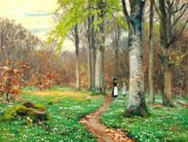 Spring Day In The Forest Oil Painting by Hans Andersen Brendekilde