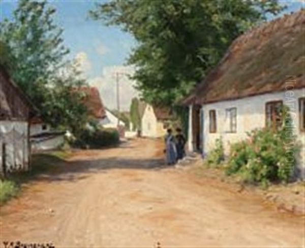 A Summer Day In The Village Oil Painting by Hans Andersen Brendekilde