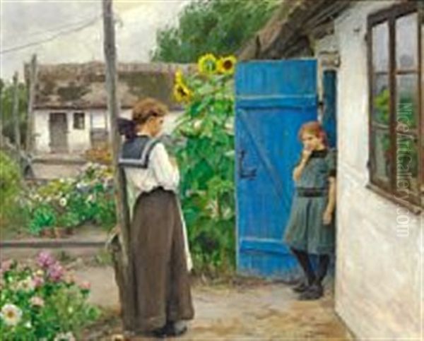 The Blue Door Oil Painting by Hans Andersen Brendekilde