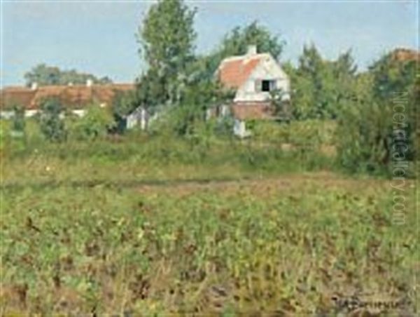 Summer Day Behind The Farm Oil Painting by Hans Andersen Brendekilde