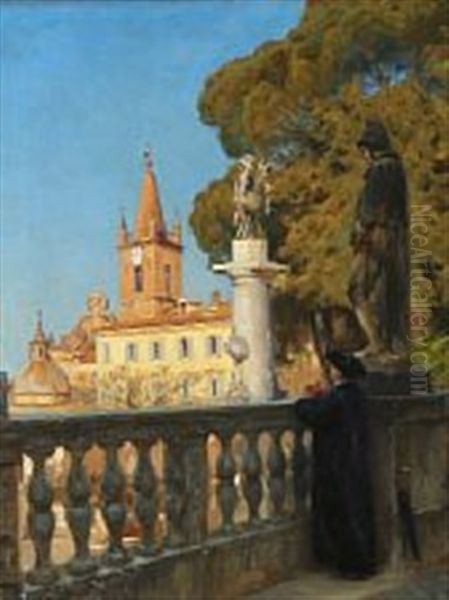 View Of Monte Pincio In Rome Oil Painting by Hans Andersen Brendekilde