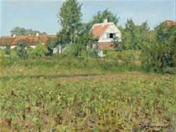 Summer Day Behind The Farm Oil Painting by Hans Andersen Brendekilde