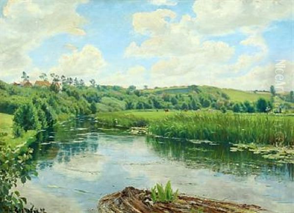 A Summer's Day At The Susaen Stream Oil Painting by Hans Andersen Brendekilde