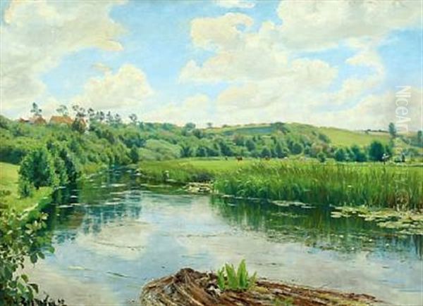 A Summer's Day At The Susaen Stream Oil Painting by Hans Andersen Brendekilde