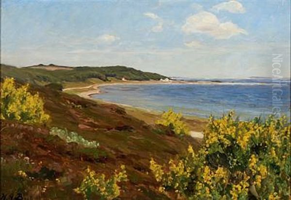 View From Legind Bjerge On Mors, Denmark Oil Painting by Hans Andersen Brendekilde