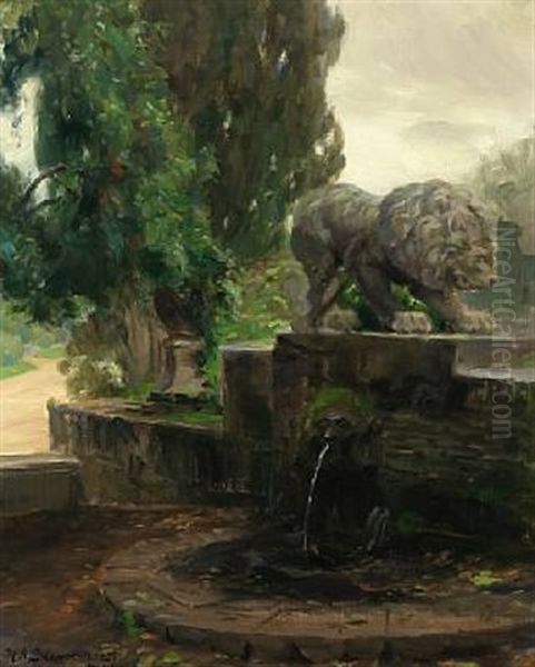 A Fountain In Rome Oil Painting by Hans Andersen Brendekilde