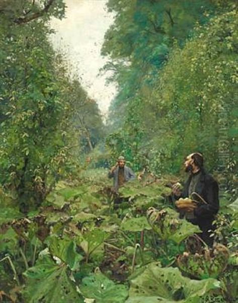 Apple-scrumping Oil Painting by Hans Andersen Brendekilde