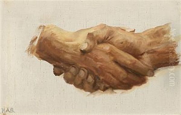 A Handshake (study) Oil Painting by Hans Andersen Brendekilde