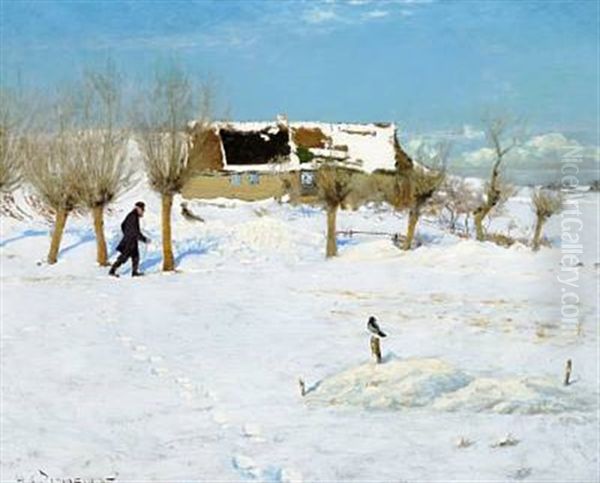 Bright Sunny Winter Day Oil Painting by Hans Andersen Brendekilde