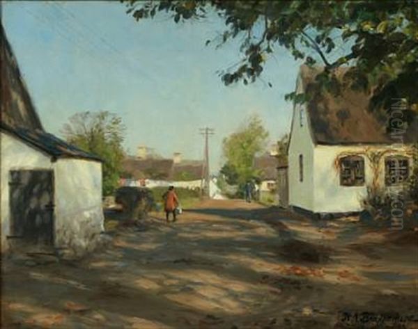 Village Scene Oil Painting by Hans Andersen Brendekilde