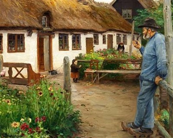 Summer Day In The Fishing Village Appednaes/abbednaes Oil Painting by Hans Andersen Brendekilde