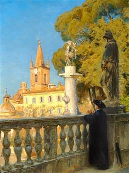 View Of Monte Pincio In Rome Oil Painting by Hans Andersen Brendekilde