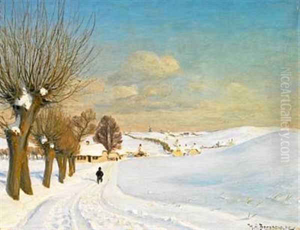 Winter Landscape Oil Painting by Hans Andersen Brendekilde