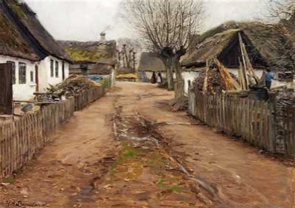 Tidligt Forar I Landsbyen Oil Painting by Hans Andersen Brendekilde