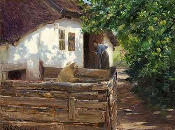 Grisen Fodres Oil Painting by Hans Andersen Brendekilde