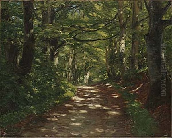 Solig Bokskog Oil Painting by Hans Andersen Brendekilde