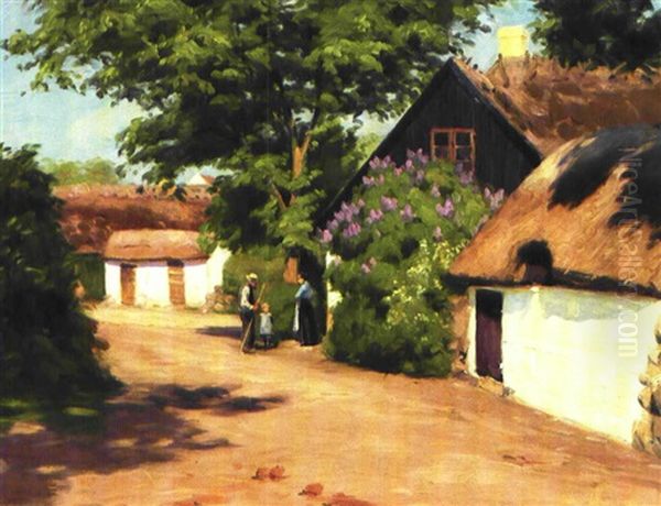 Sommerdag I Landsbyen Oil Painting by Hans Andersen Brendekilde