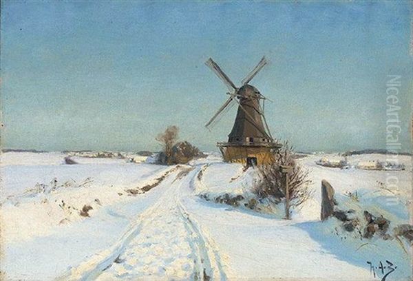 Vindimoue (a Windmill) Oil Painting by Hans Andersen Brendekilde