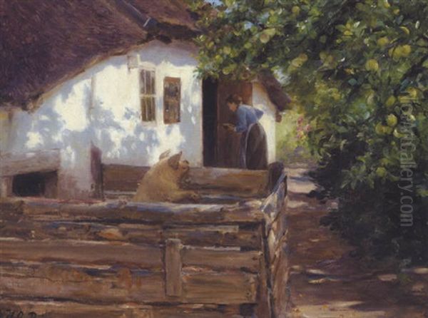 Grisen Fodres Oil Painting by Hans Andersen Brendekilde