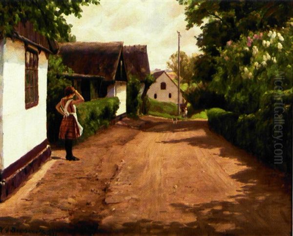 En Sommerdag I Gundsomagle Oil Painting by Hans Andersen Brendekilde