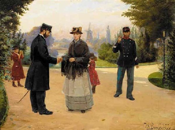 A Stroll In The Park Oil Painting by Hans Andersen Brendekilde