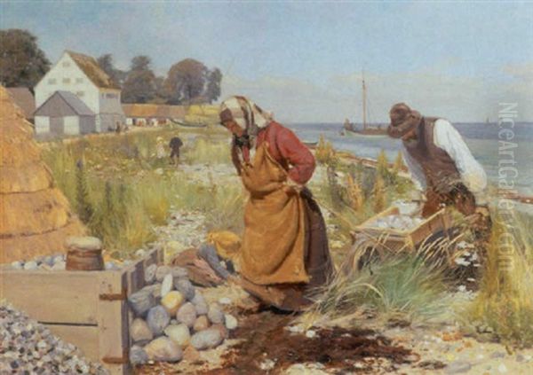 Sommerdag Pa Stranden Ved Stevns Oil Painting by Hans Andersen Brendekilde