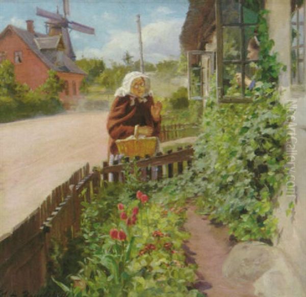 Pratstunden Oil Painting by Hans Andersen Brendekilde