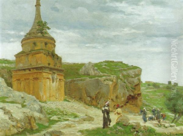 The Tomb Of Absalom, Valley Of Kidron - Jerusalem Oil Painting by Hans Andersen Brendekilde