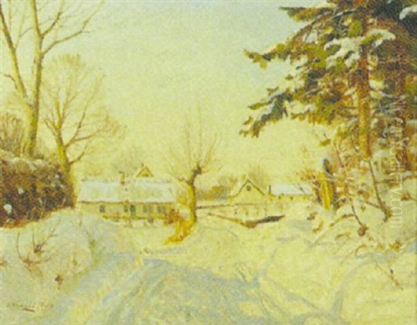 Vinterlandskab Oil Painting by Hans Andersen Brendekilde